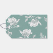 Sage Green White Roses Line Art Thank You Wedding Geschenkanhänger (Rückseite Horizontal)