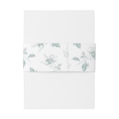 Sage Green White Roses Minimalist Wedding Einladungsbanderole (Rückseitenbeispiel)
