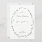 Sage Green White Rustic Wildblume Wreath Wedding Einladung (Vorderseite)