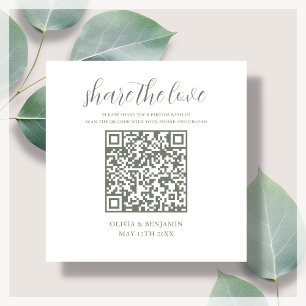 Sage Green   White Share - Liebe QR-Code Begleitkarte