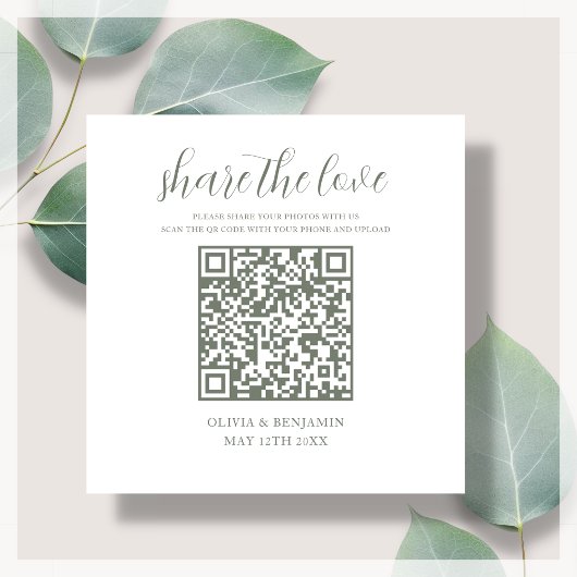 Sage Green | White Share - Liebe QR-Code Begleitkarte