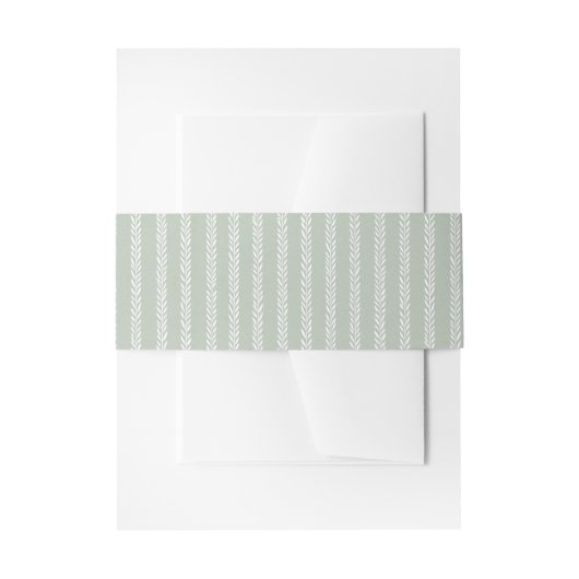 Sage Green & White Stripes Wedding Einladungsbanderole (Vorderseite Beispiel)