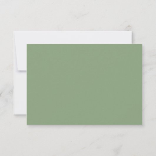 Sage Green White Typografy Wedding Kindly Antwort (Rückseite)