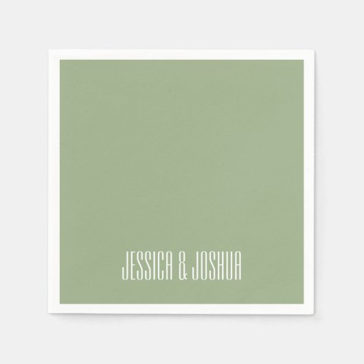Sage Green White Ultra Modern Wedding Serviette (Vorderseite)