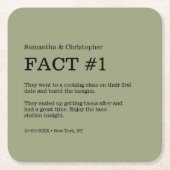 Sage Green White Wedding Fakt Rechteckiger Pappuntersetzer (Vorderseite)