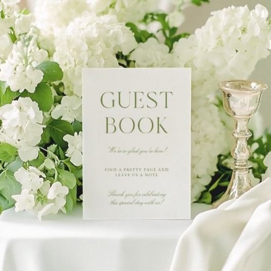 Sage Green & White Wedding Guest Book Sign Einladung