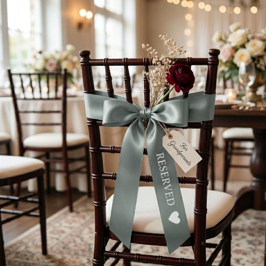 Sage Green & White wedding Reserved Satinband