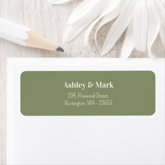 Sage Green White Wedding Return-Adressetikett (Insitu)