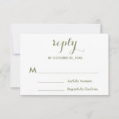 Sage Green White Wedding RSVP Karte (Vorderseite)