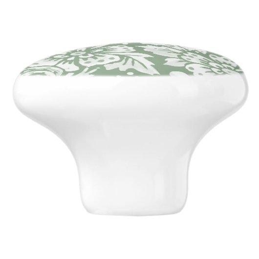 Sage Green White Woodland Animal Turtle Muster Keramikknauf (Seitenansicht)