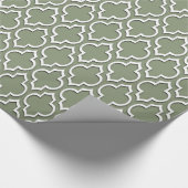 Sage Green White XL Marokkanisches Quatrefolie #7D Geschenkpapier (Ecke)