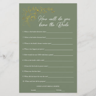 Sage Green Who Knows The Bride Shower Game