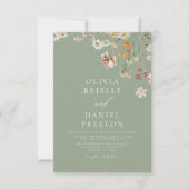 Sage Green Wildblume All in One QR Code Wedding Einladung (Vorderseite)
