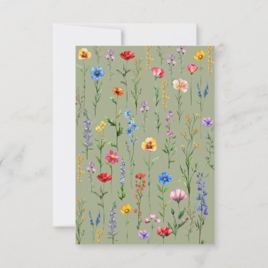 Sage Green Wildblume Baby in Bloom Danke Karte (Rückseite)