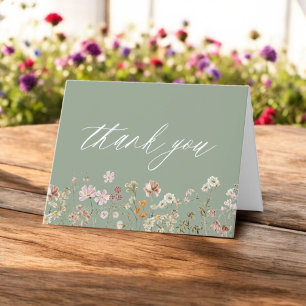 Sage Green Wildblume Babydusche Dankeskarte