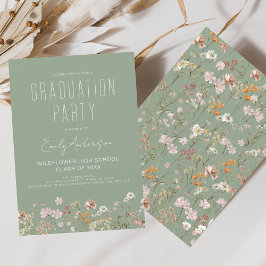 Sage Green Wildblume Bloom Graduation Party Boho Einladung