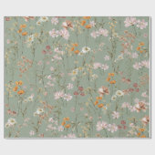 Sage Green Wildblume Boho Bloom Garden Boho Geschenkpapier (Flach)