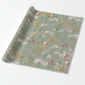 Sage Green Wildblume Boho Bloom Garden Boho Geschenkpapier (Ungerollt)