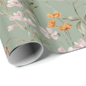 Sage Green Wildblume Boho Bloom Garden Boho Geschenkpapier (Rolleneckpunkt)