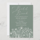 Sage Green Wildblume Boho Bridal Brunch Dusche Einladung (Vorderseite)