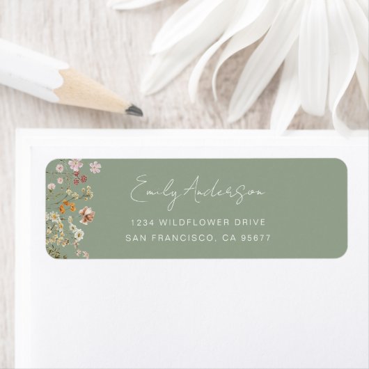 Sage Green Wildblume Boho Garden Rücksendeadresse (Insitu)