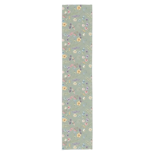 Sage Green Wildblume Boho Wedden Garden Kurzer Tischläufer (Vorderseite)