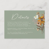 Sage Green Wildblume Boho Wedding Details Begleitkarte (Vorderseite)