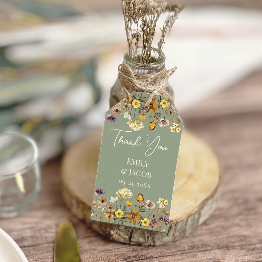 Sage Green Wildblume Boho Wedding Geschenkanhänger
