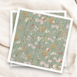 Sage Green Wildblume Boho Wedding in Bloom Garden Serviette
