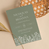 Sage Green Wildblume Boho Wedding Modernes Foto Einladung