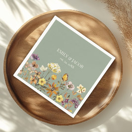 Sage Green Wildblume Boho Wedding Napkins Serviette