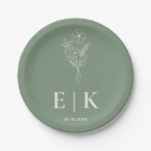 Sage Green Wildblume Boho Wedding Pappteller (Vorderseite)