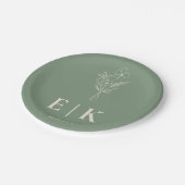 Sage Green Wildblume Boho Wedding Pappteller (Schrägansicht)
