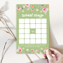 Sage Green Wildblume Brautparty Bingo Spiel