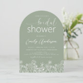 Sage Green Wildblume Brautparty Elegante Einladung (Stehend Vorderseite)