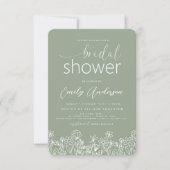 Sage Green Wildblume Brautparty Elegante Einladung (Vorderseite)