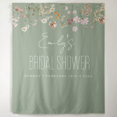 Sage Green Wildblume Brautparty Garden Bloom Wandteppich