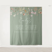 Sage Green Wildblume Brautparty Garden Bloom Wandteppich (Vorderseite)