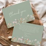 Sage Green Wildblume Brautparty Vielen Dank Dankeskarte<br><div class="desc">Mit unserer Terracotta Wildblume Brautparty Dankeschön an Sie. Diese wunderschön gestaltete Karte zeichnet sich durch den Charme der Natur aus und besticht durch lebendige Wildblumen vor einer warmen Terrakotta-Kulisse. Die zarten Wildblumen symbolisieren die Schönheit und Einzigartigkeit jedes während des Brautparty geteilten Moments. Die Farbpalette der Terrakotta verleiht Wärme und Eleganz...</div>