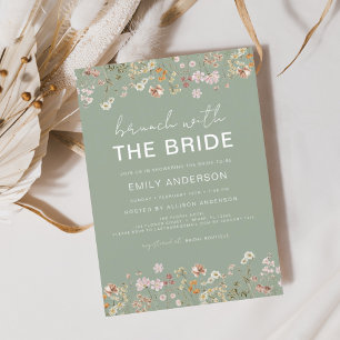 Sage Green Wildblume Bridal Brunch Einladungen
