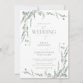Sage Green Wildblume Calligraphy Wedding Einladung (Vorderseite)