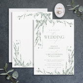 Sage Green Wildblume Calligraphy Wedding Einladung