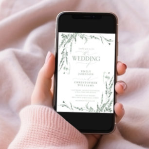 Sage Green Wildblume Calligraphy Wedding Einladung