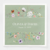 Sage Green Wildblume Custom Serviette (Vorderseite)
