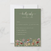 Sage Green Wildblume Elegante Boho RSVP Card Karte (Vorderseite)