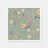 Sage Green Wildblume Elegantes Brautparty Serviette (Vorderseite)