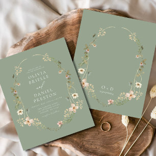 Sage Green Wildblume Garden Wedding Einladung