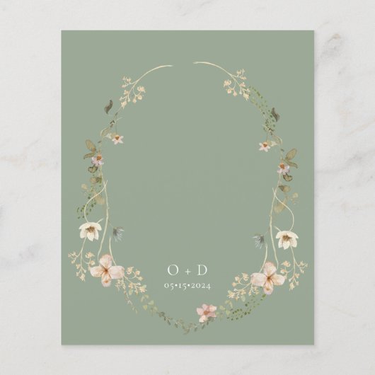 Sage Green Wildblume Garden Wedding Einladung Flyer (Hinten)