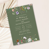 Sage Green Wildblume Meadow Custom Foto Wedding Einladung