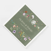Sage Green Wildblume Meadow Wedding Napkins Serviette (Ecke)